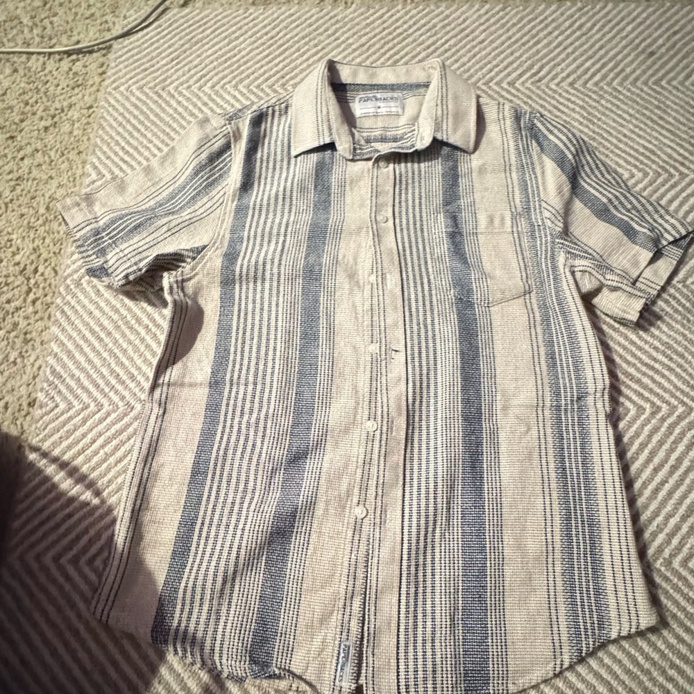 Original Paperbacks Beige and Blue Striped Shirt